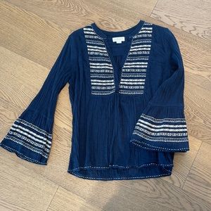 Boho Woven Cotton Embroidered Top - Small